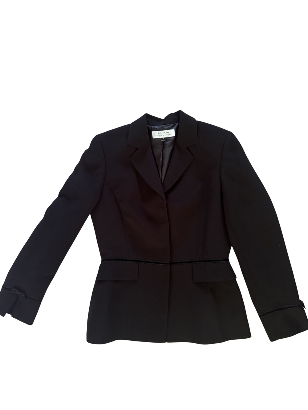 Tahari Black Tailored Women's Blazer with Braided Trim